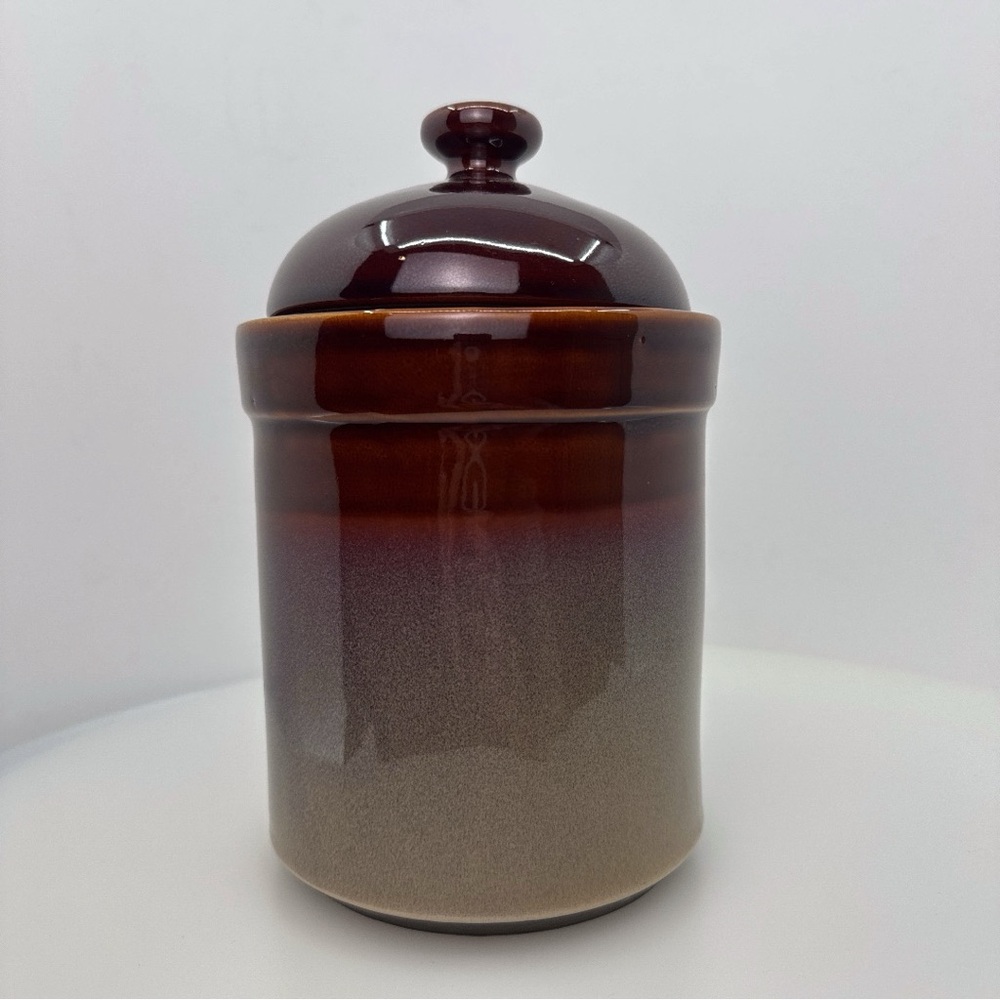 Vtg Sango Nova Brown Canister w/ Lid Stoneware Discontinued Kitchen Storage y2k